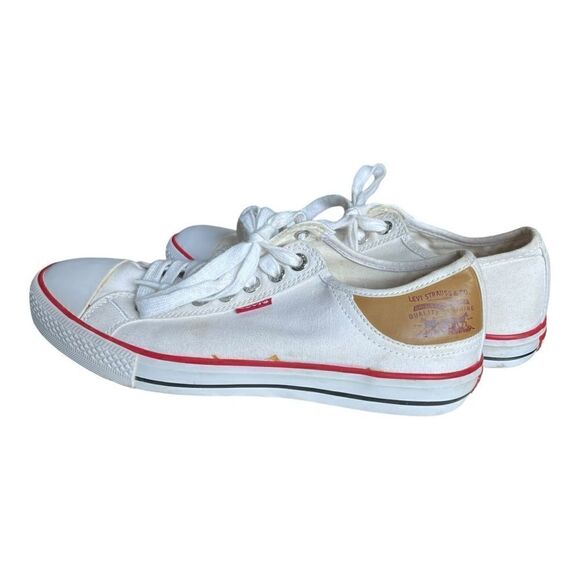 Levi’s White Sneakers Converse-Style with Leather Heel Patch Sz: 9 Mens - Picture 2 of 9